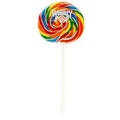 1.5oz Rainbow Whirly Pop with a custom full color label